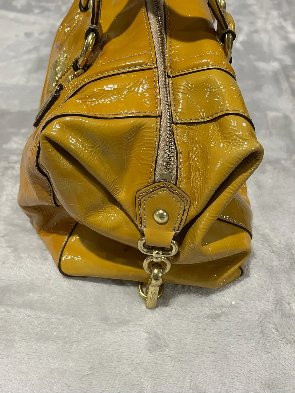 COACH Vintage Ashley Patent Leather Satchel Bag Mustard Yellow EUC